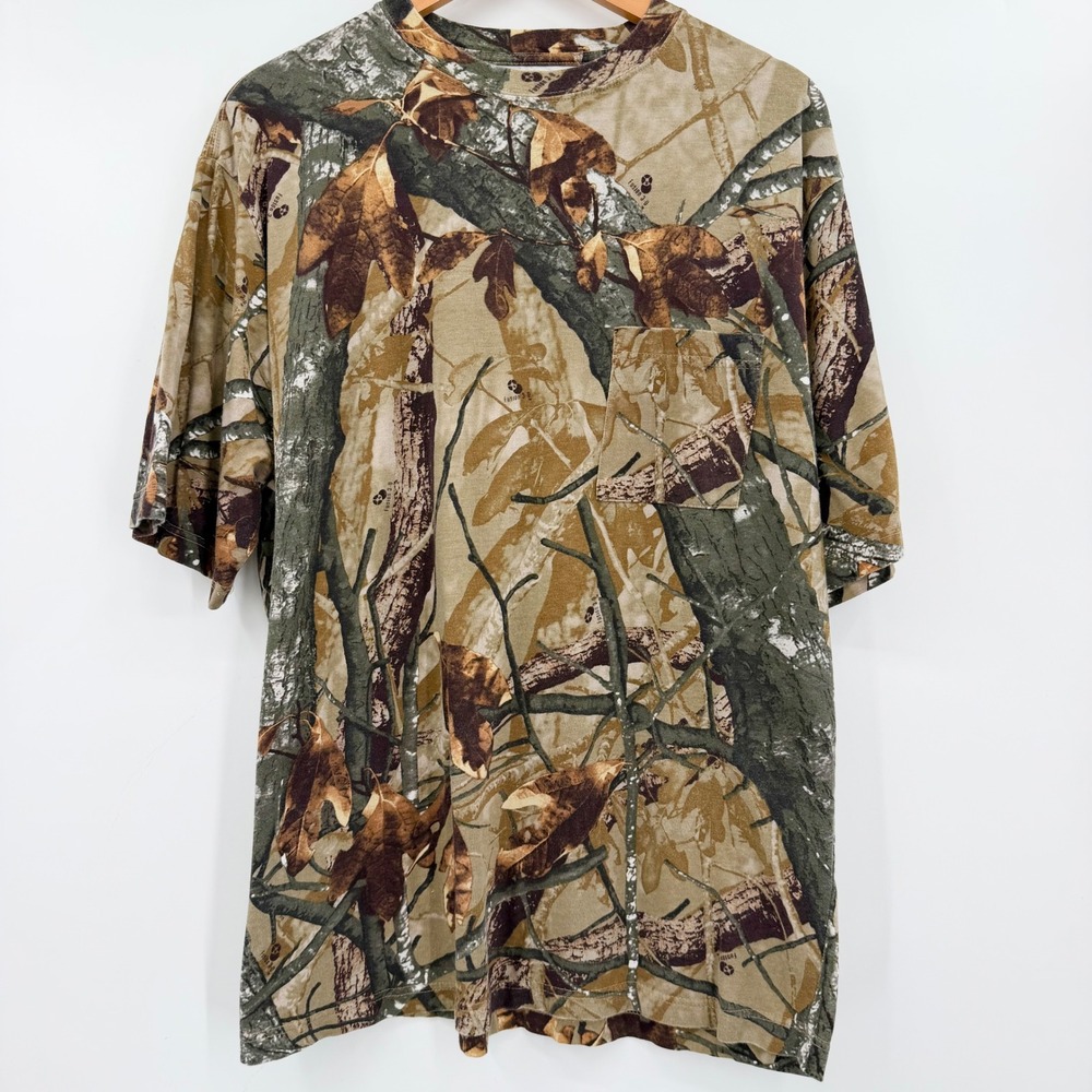 Outfitters Ridge Mens XL Camo Pocket T-Shirt Fusion 3D Hunting Cotton Tee Brown